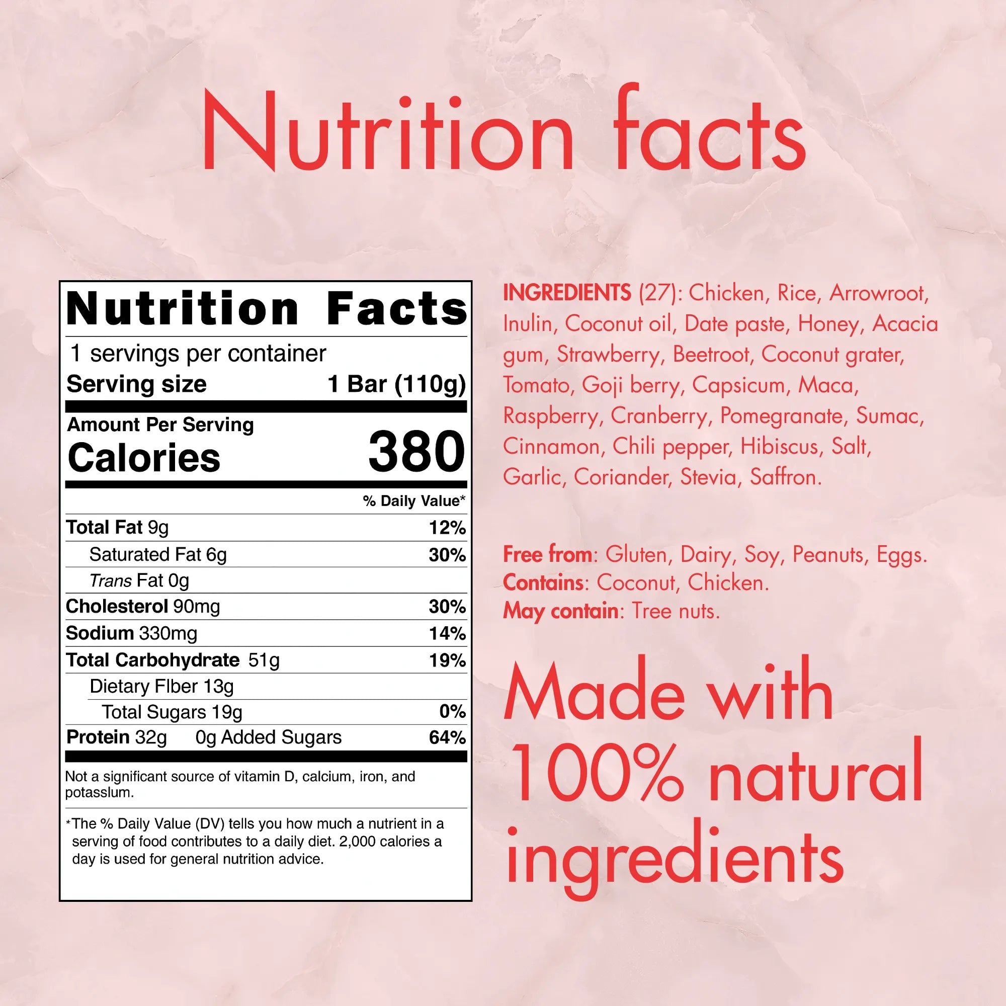 Mealbars - Ruby Blaze nutritional value
