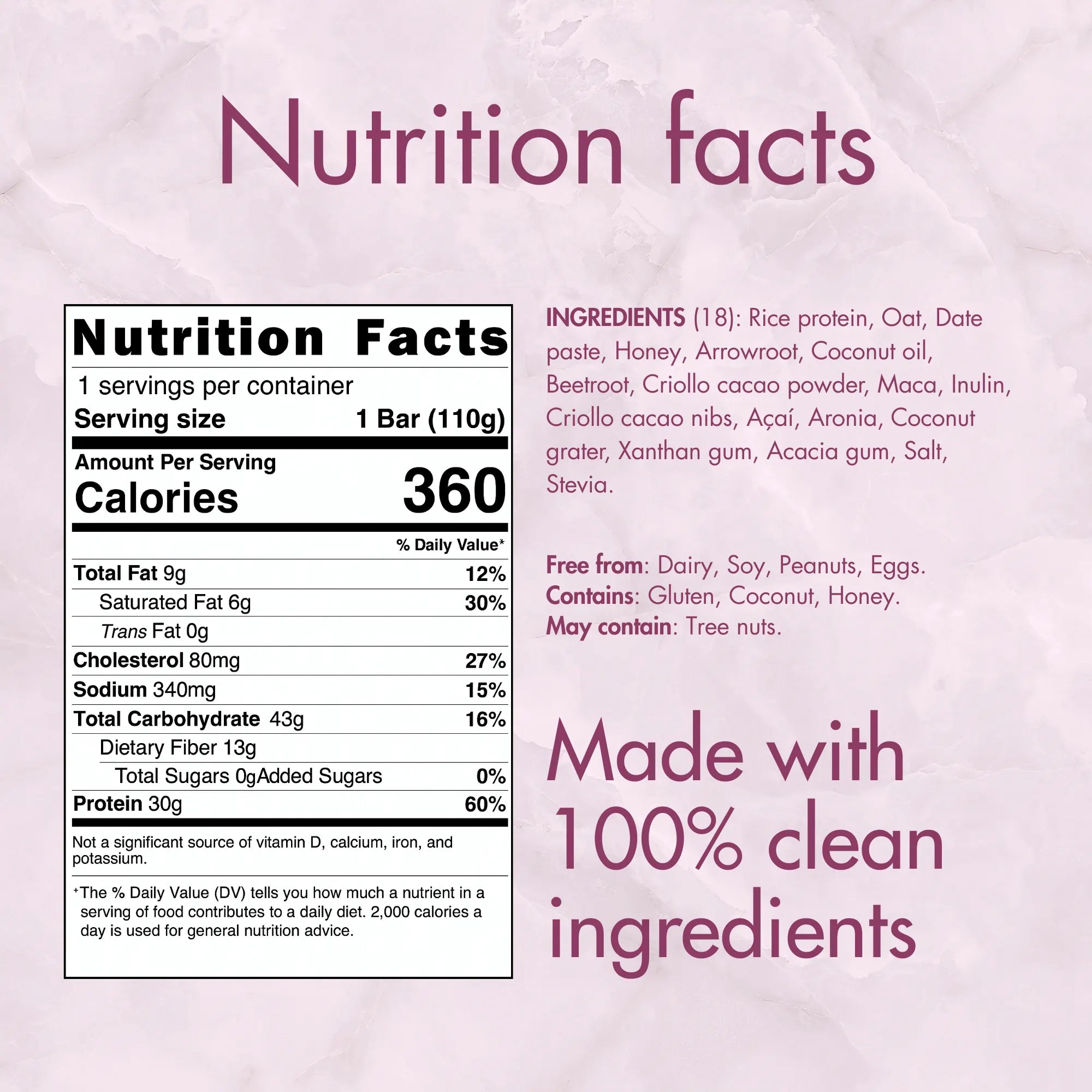 Mealbars - Violet Vibe nutritional value